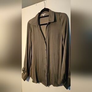 Naked Zebra Olive Button-Up Blouse